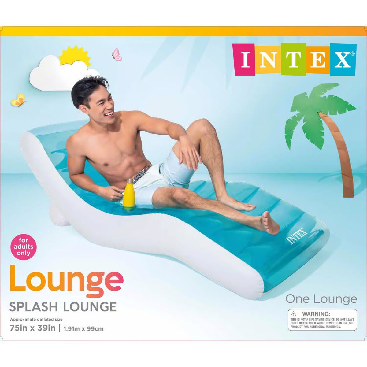 Intex Rockin Blue/White Vinyl Inflatable Lounge Pool Float