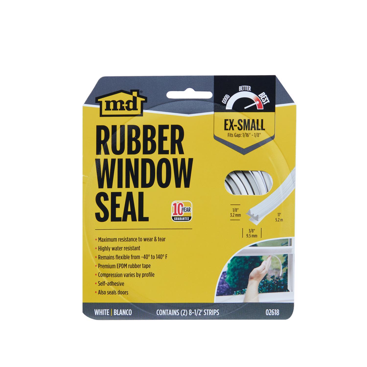 M-D White Rubber Weather Stripping Tape For Doors and Windows 17 ft. L X 3/8 in.
