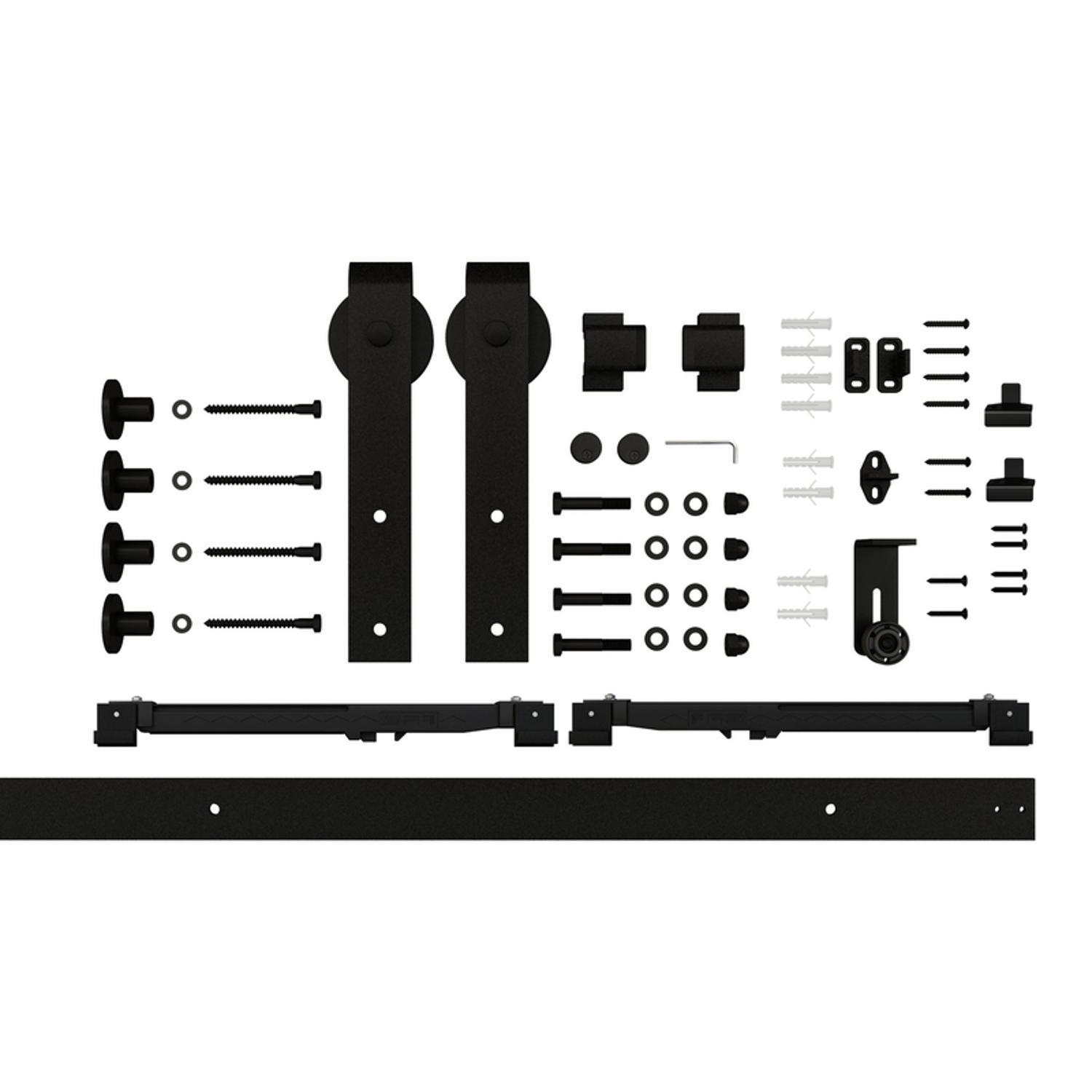 National Hardware Designer Matte Black Steel Barn Door Hanger Kit 1 pc