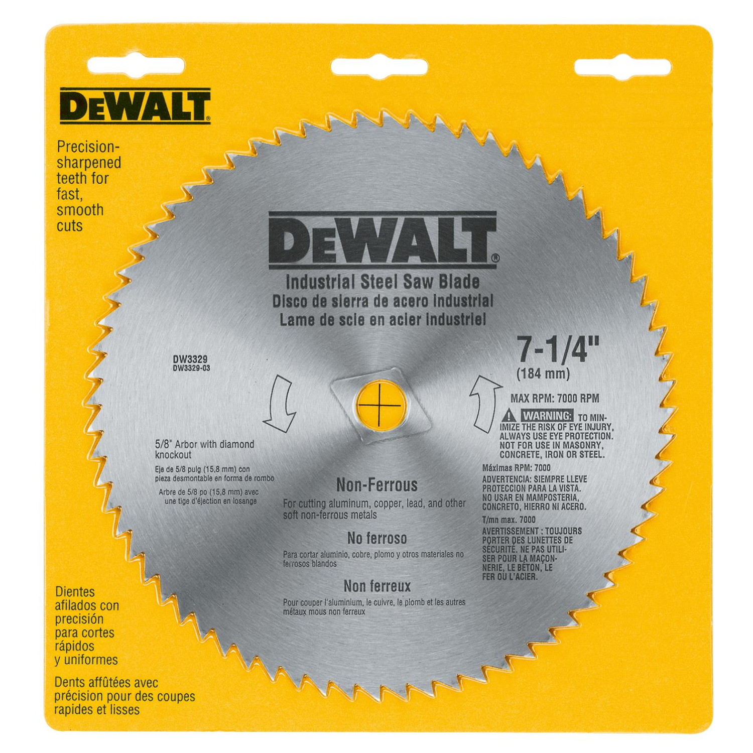 DeWalt 7-1/4 in. D X 5/8 in. Steel Circular Saw Blade 68 teeth 1 pk
