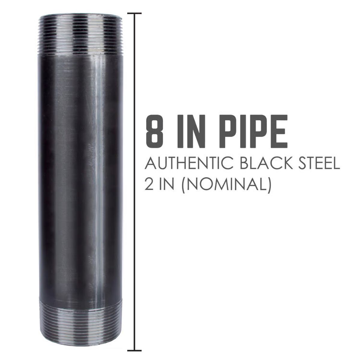 STZ Industries 2 in. MIP each x 2 in. D MIP Black Steel 8 in. L Nipple