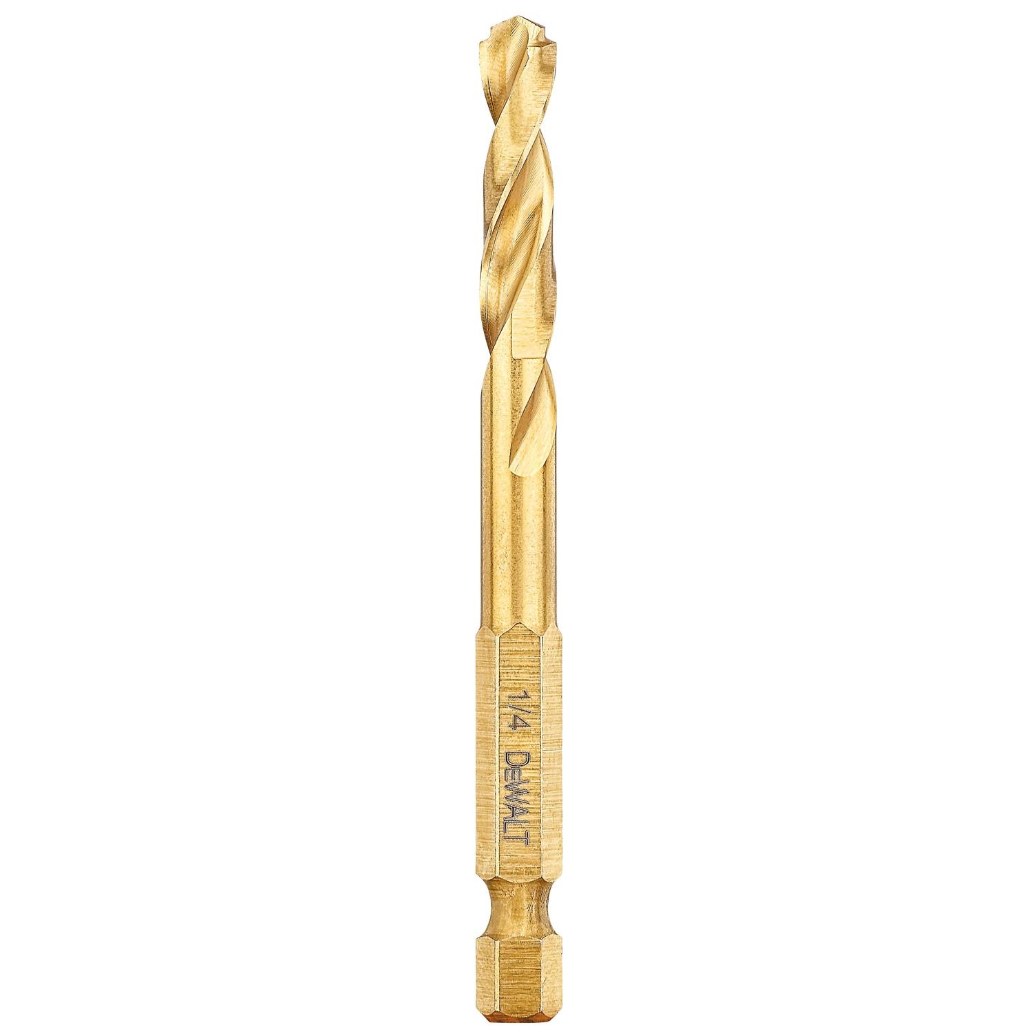 DEWALT Impact Ready 1/4 in. X 3-13/64 in. L High Speed Steel Drill Bit Quick-Change Hex Shank 1 pc