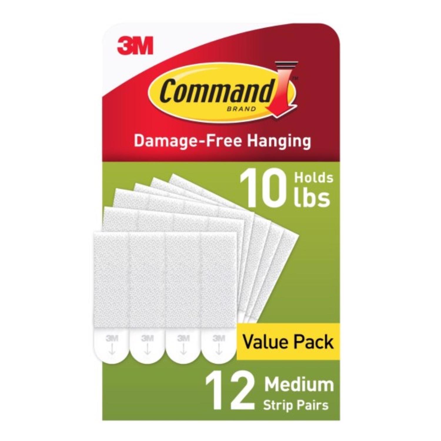 3M Command White Medium Picture Hanging Strips 12 lb 12 pk
