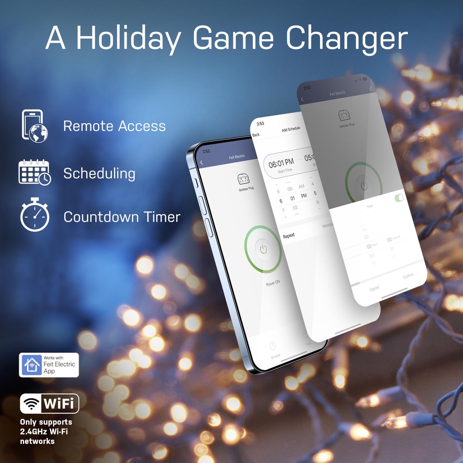 Feit Smart Home Commercial and Residential PVC Outdoor Smart-Enabled Dual Outlet Outdoor Plug 3R