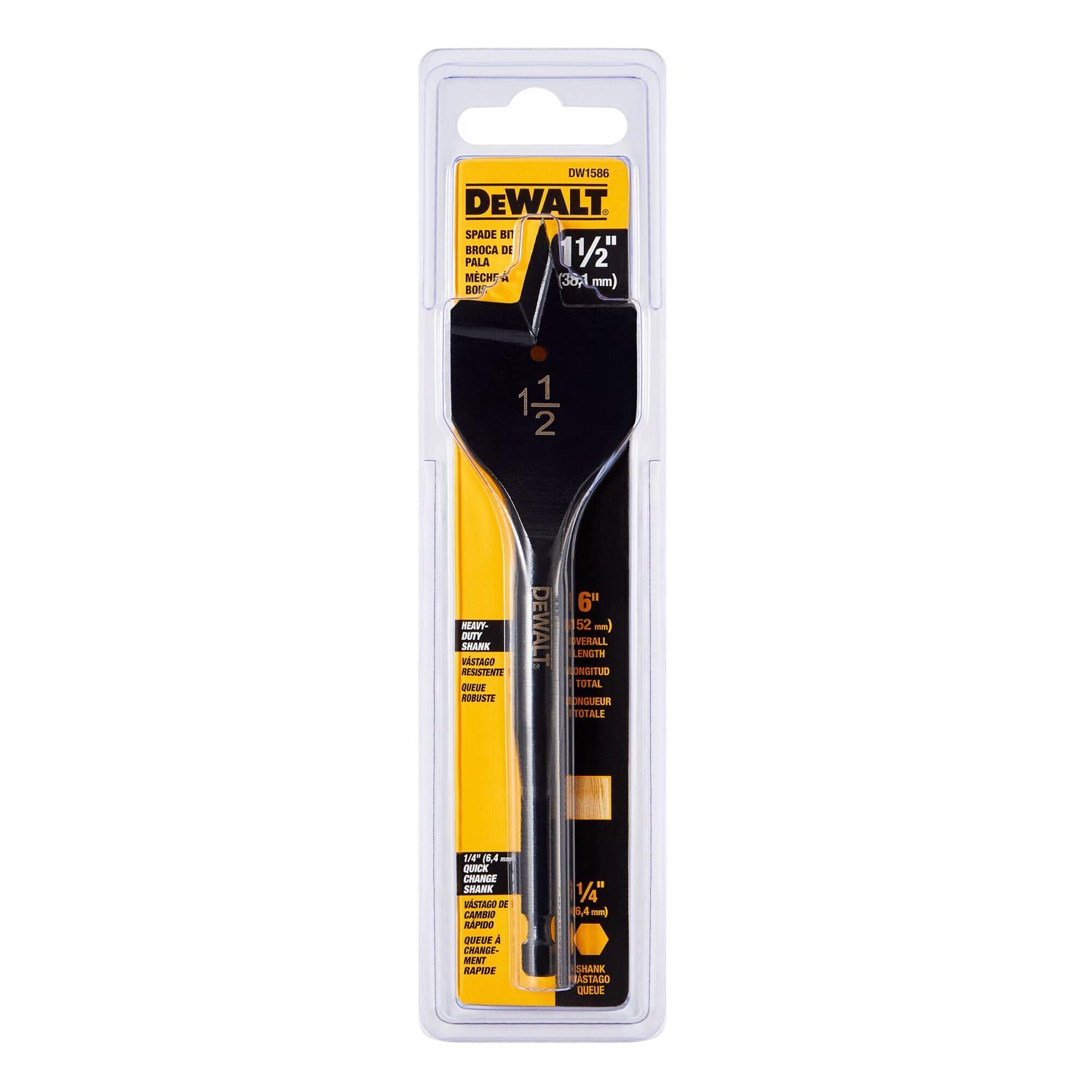 DEWALT 1-1/2 in. X 6 in. L Carbon Steel Spade Bit Hex Shank 1 pk