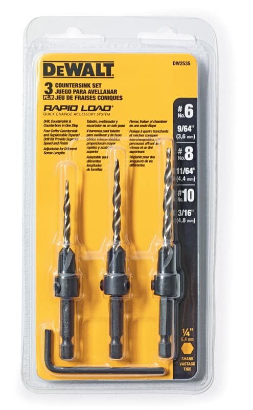 DEWALT Rapid Load #6, #8 and #10 X 6 in. L Steel Countersink Set 3 pc