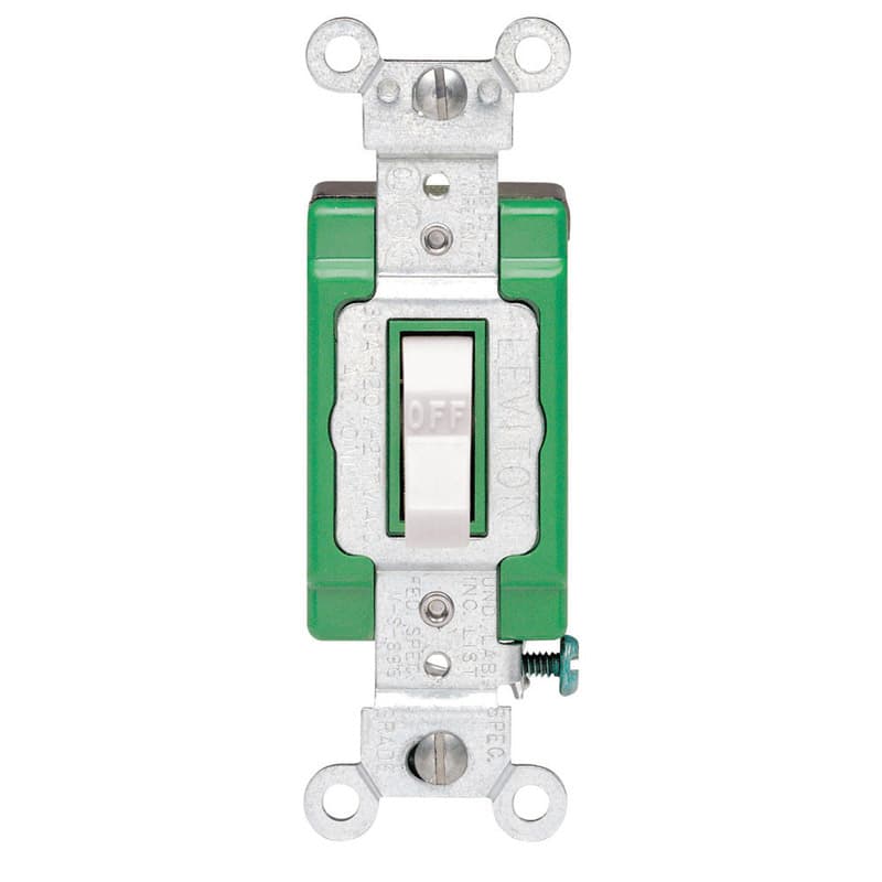 Leviton Industrial 30 amps Double Pole Toggle AC Quiet Switch White 1 pk