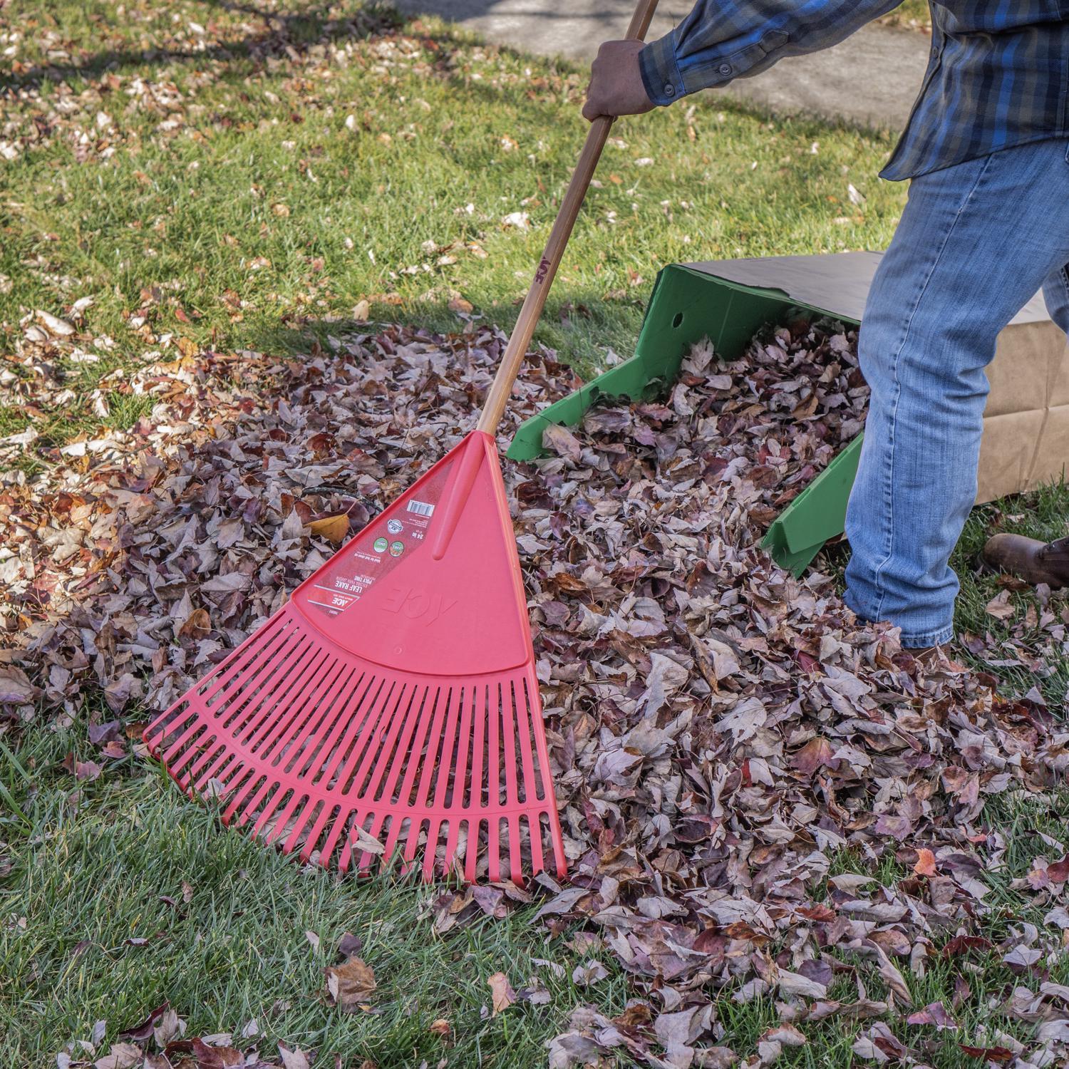 Ace 65 in. 26 Tine Poly Leaf Rake Wood Handle