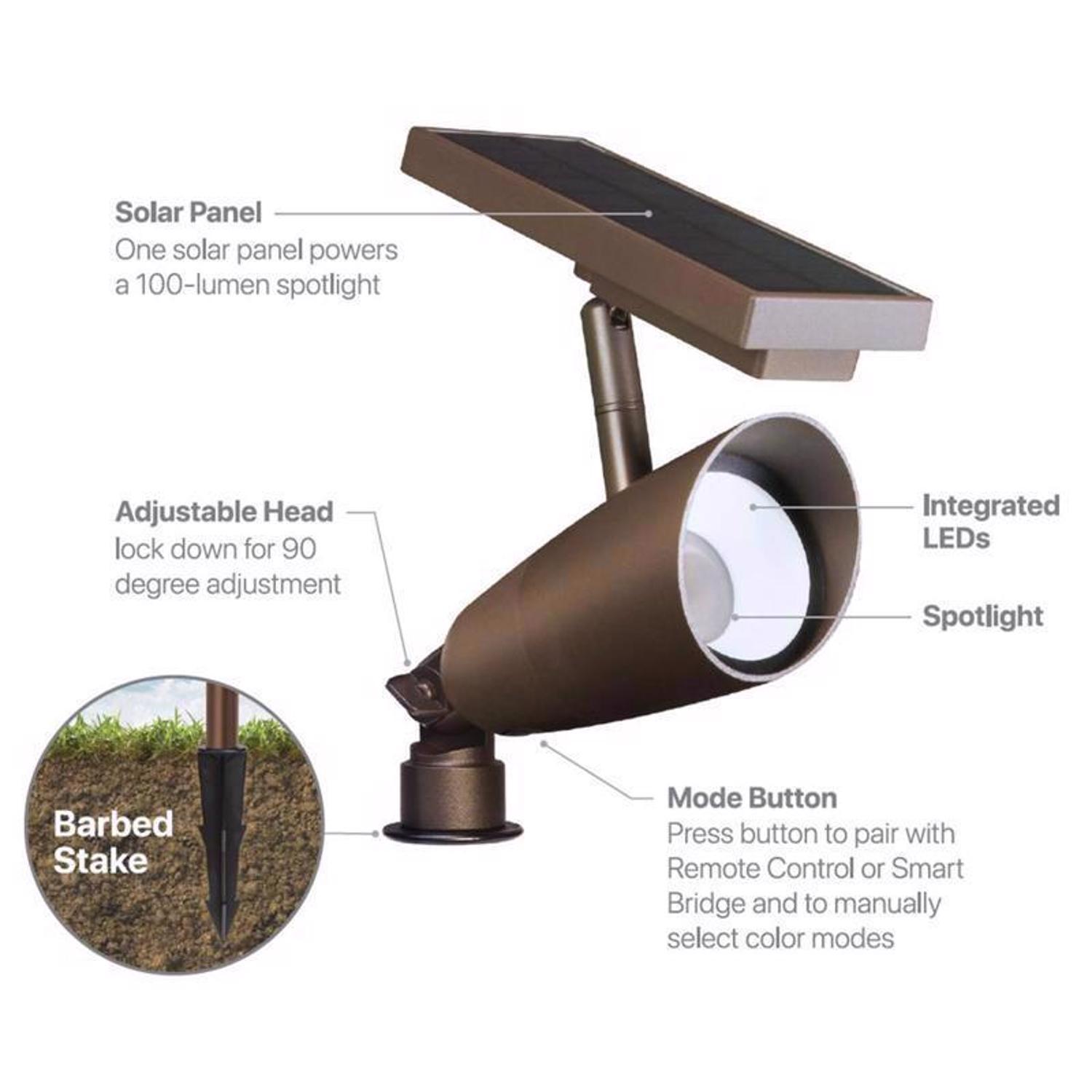 Feit OneSync Bronze Solar Powered/Remote 100 W LED Spotlight 2 pk