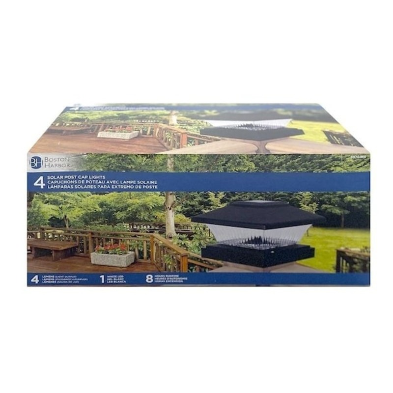 Boston Harbor Solar Fence Postcap, NIMh Battery, AA Battery, 1Lamp, Plastic Fixture, Black