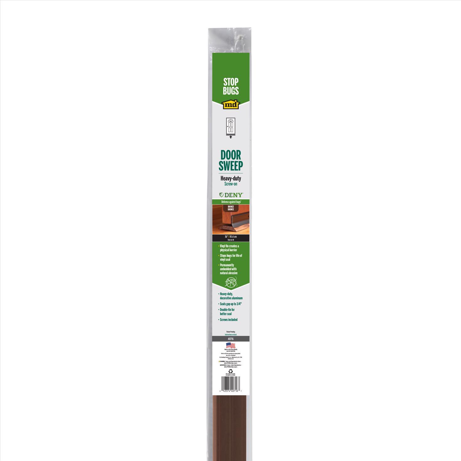 M-D Building Products DENY Bronze Aluminum/Vinyl Sweep For Doors 36 in. L X 0.25 in.