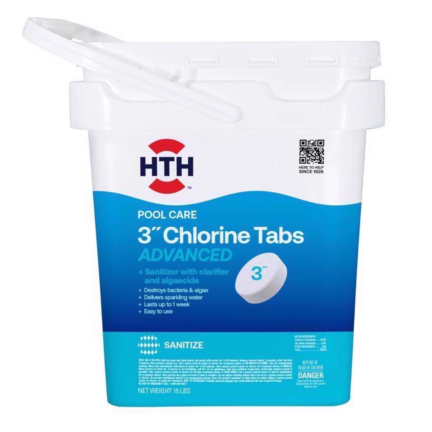HTH Pool Care 3&quot Tablet Chlorinating Chemicals 15 lb
