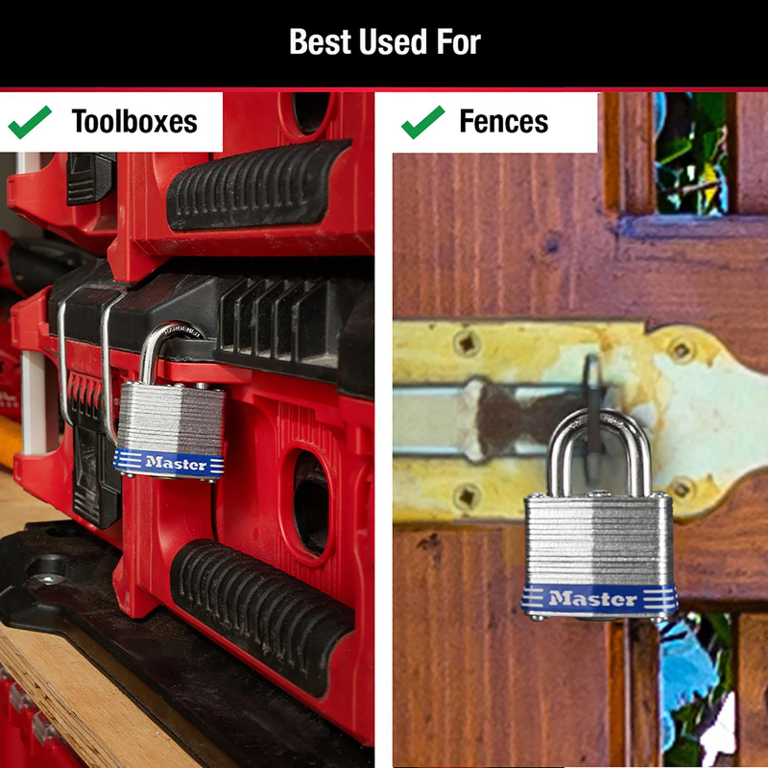 Master Lock 2 25/64 in. H X 1-9/16 in. W Laminated Steel 4-Pin Cylinder Exterior Padlock