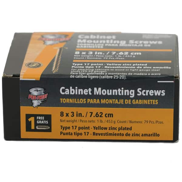Pro-Twist #8 x 3-in Yellow zinc Interior Cabinet mounting screws 1lb 79 pk