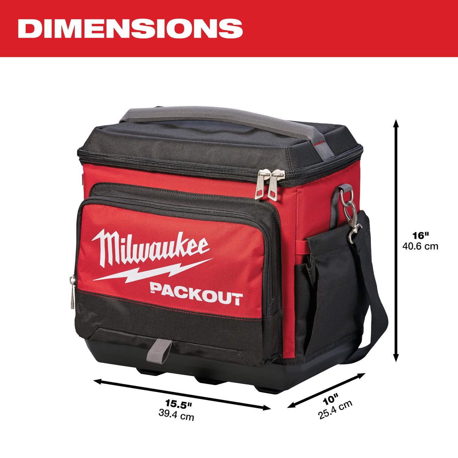 Milwaukee PACKOUT 15.75 in. W X 11.81 in. H Ballistic Nylon Cooler Utility Bag 6 pocket Black/Red 1