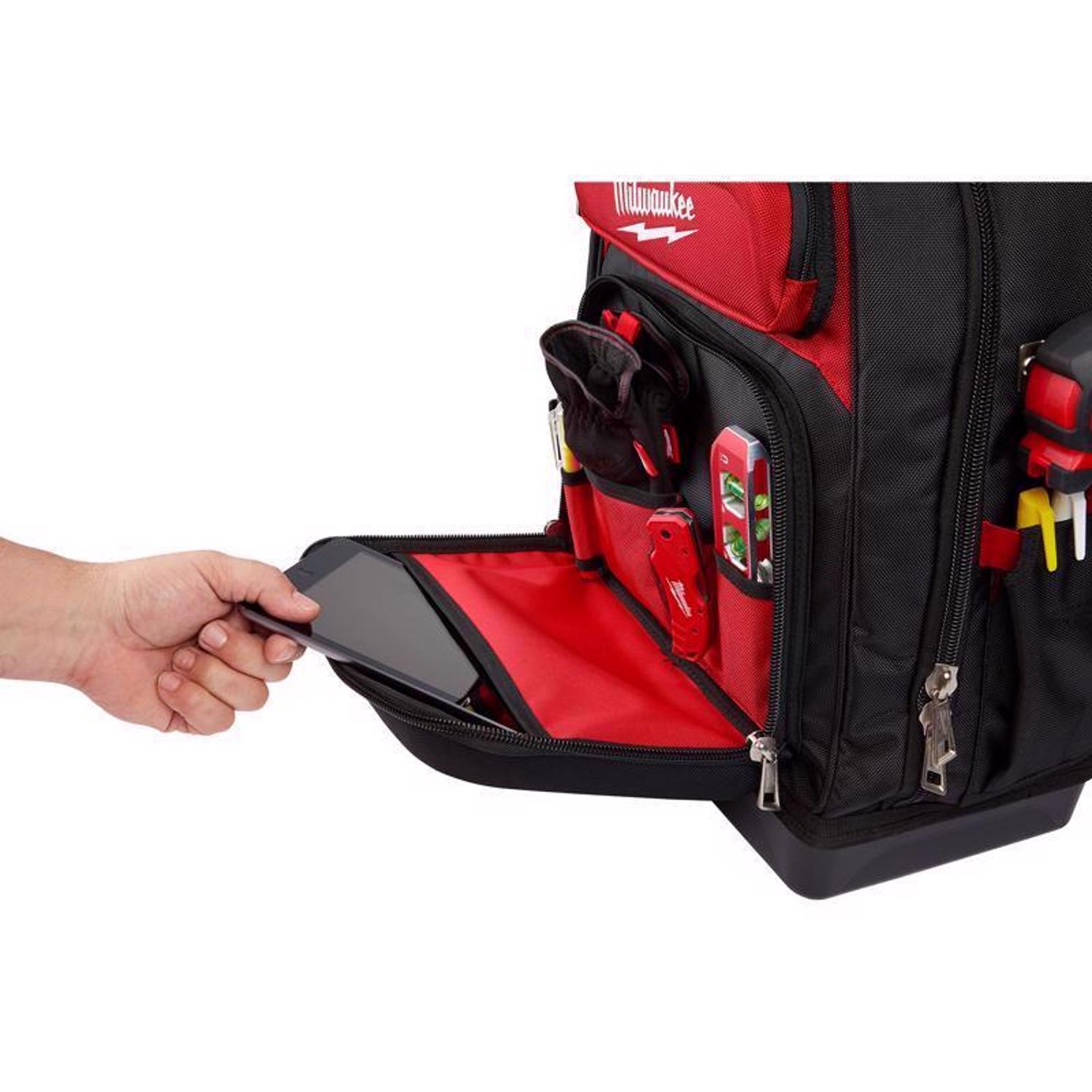 Milwaukee Ultimate Jobsite Ballistic Nylon Backpack 48 pocket Black/Red 1 pc