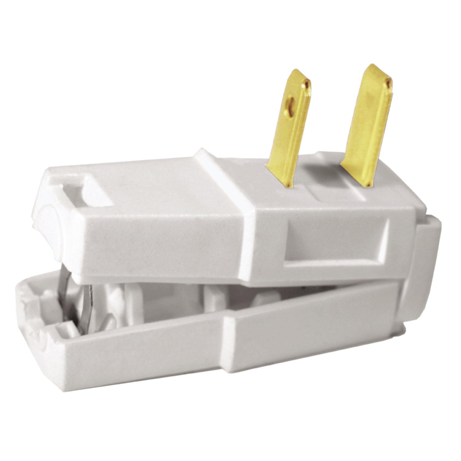Leviton Commercial and Residential Thermoplastic Straight Blade Plug 1-15P 18/2 - 16/2 AWG 2 Pole 2
