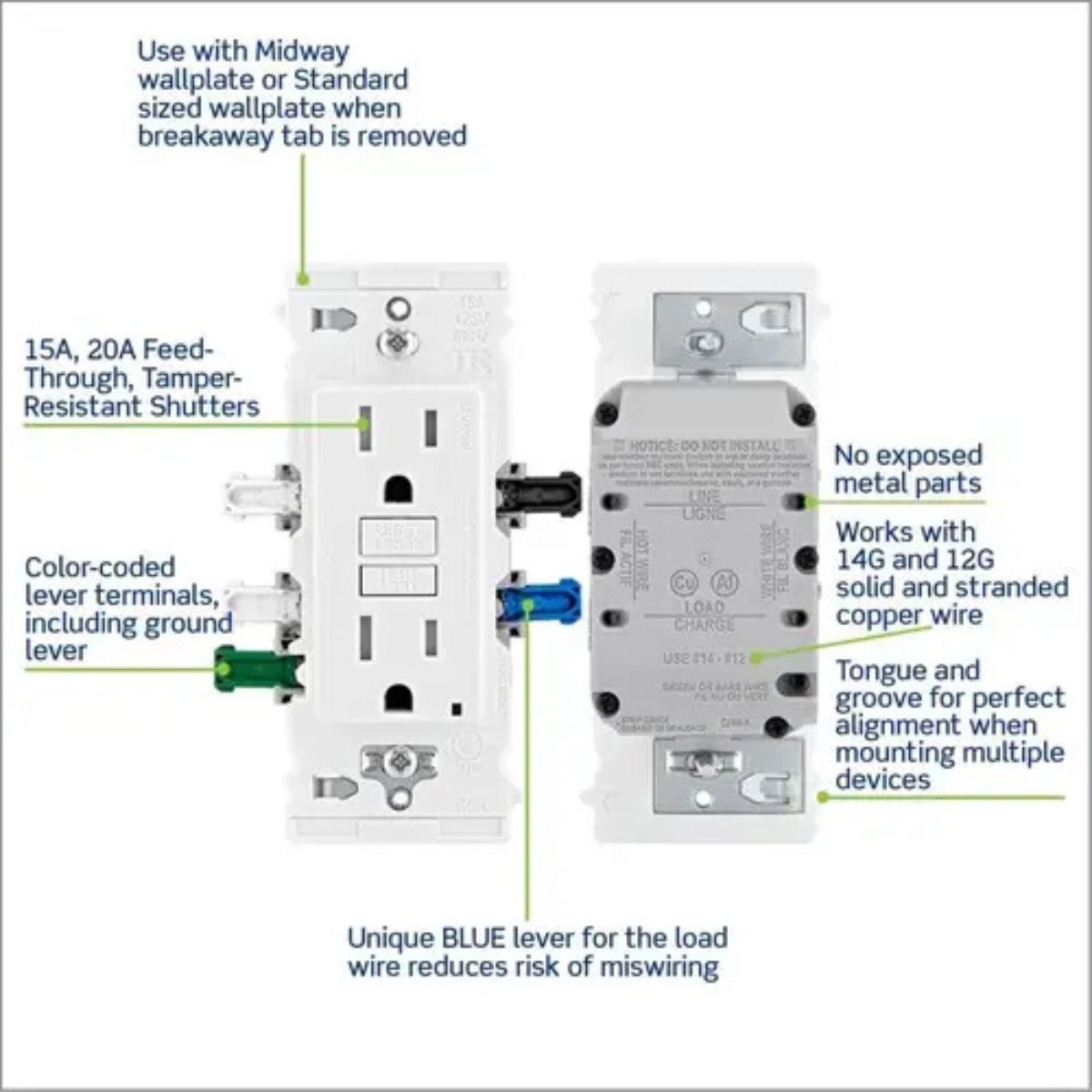 Leviton Lever Edge15 Amp 125-Volt Self Test Tamper