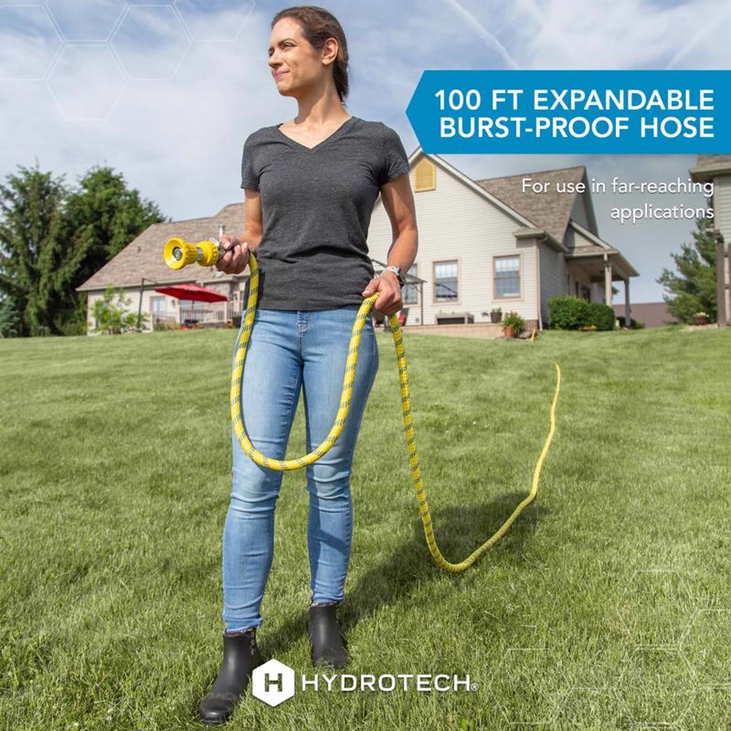 Hydrotech 3/4 in. D X 100 ft. L Heavy Duty Professional Grade Expandable Flexible Garden Hose