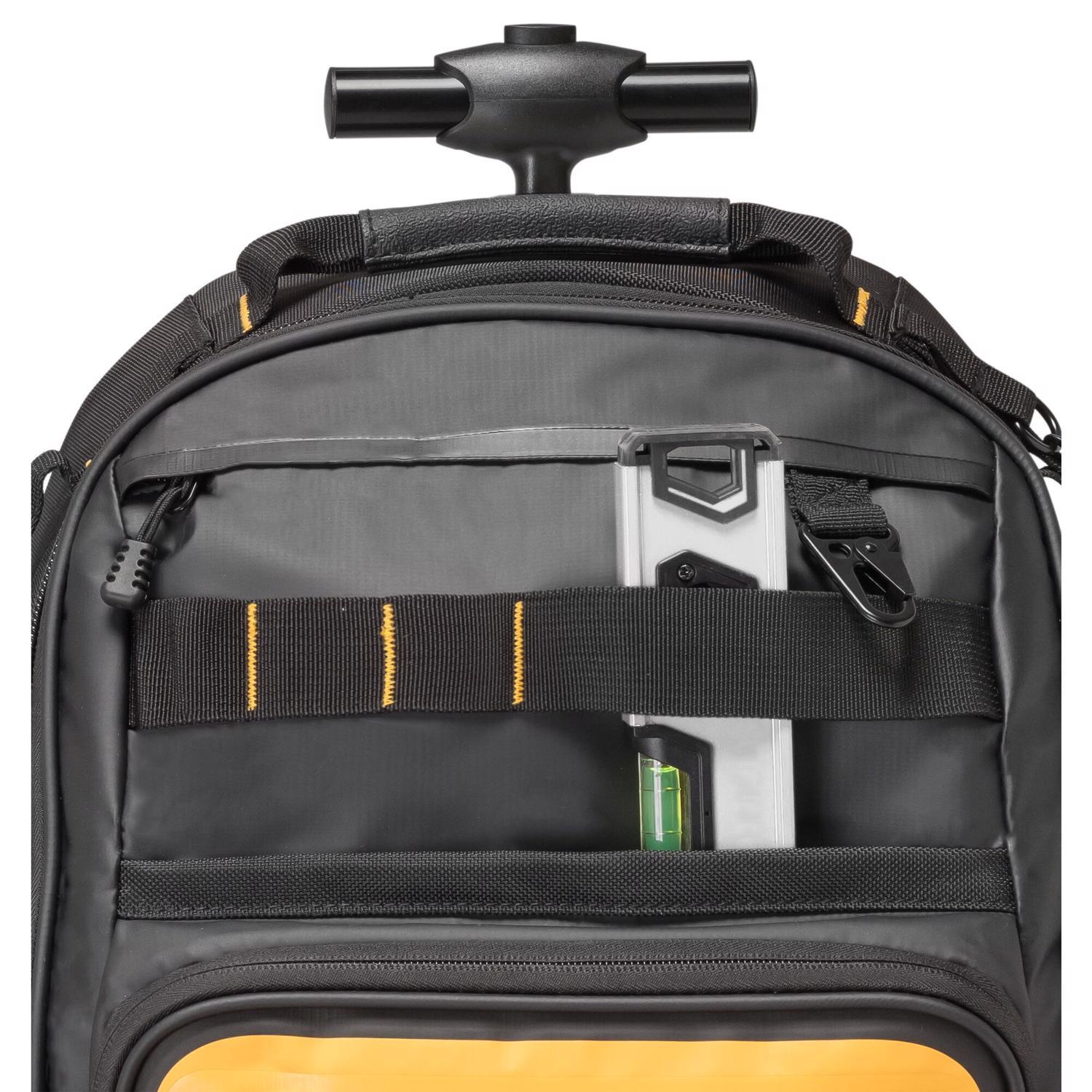 DEWALT Polyester/Tarpaulin Pro Backpack on Wheels Tool Bag 46 pocket Black/Yellow 1 pc