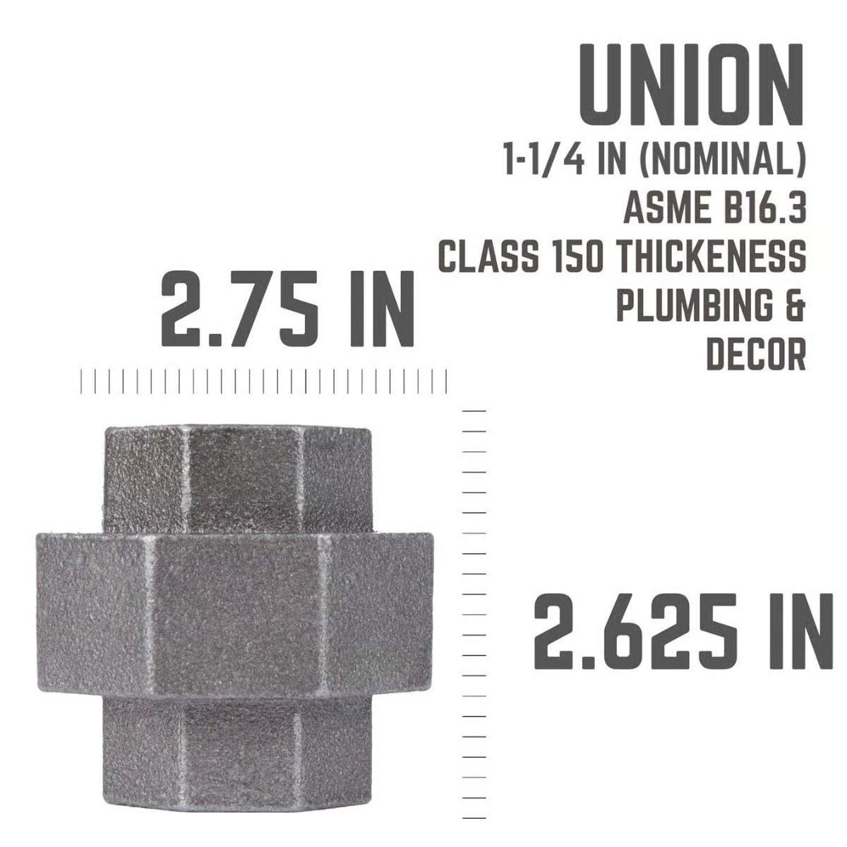 STZ Industries 1-1/4 in. FIP each x 1-1/4 in. D FIP Black Malleable Iron Union