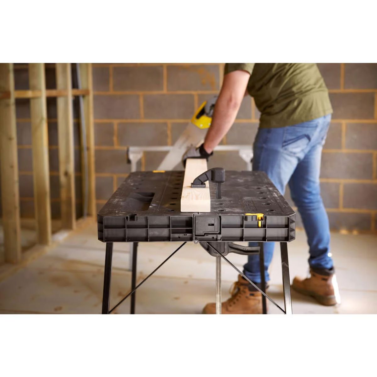 STANLEY 33.5 in. L x 23.5 in. W x 29 in. H Folding Workbench 700 lb. cap.