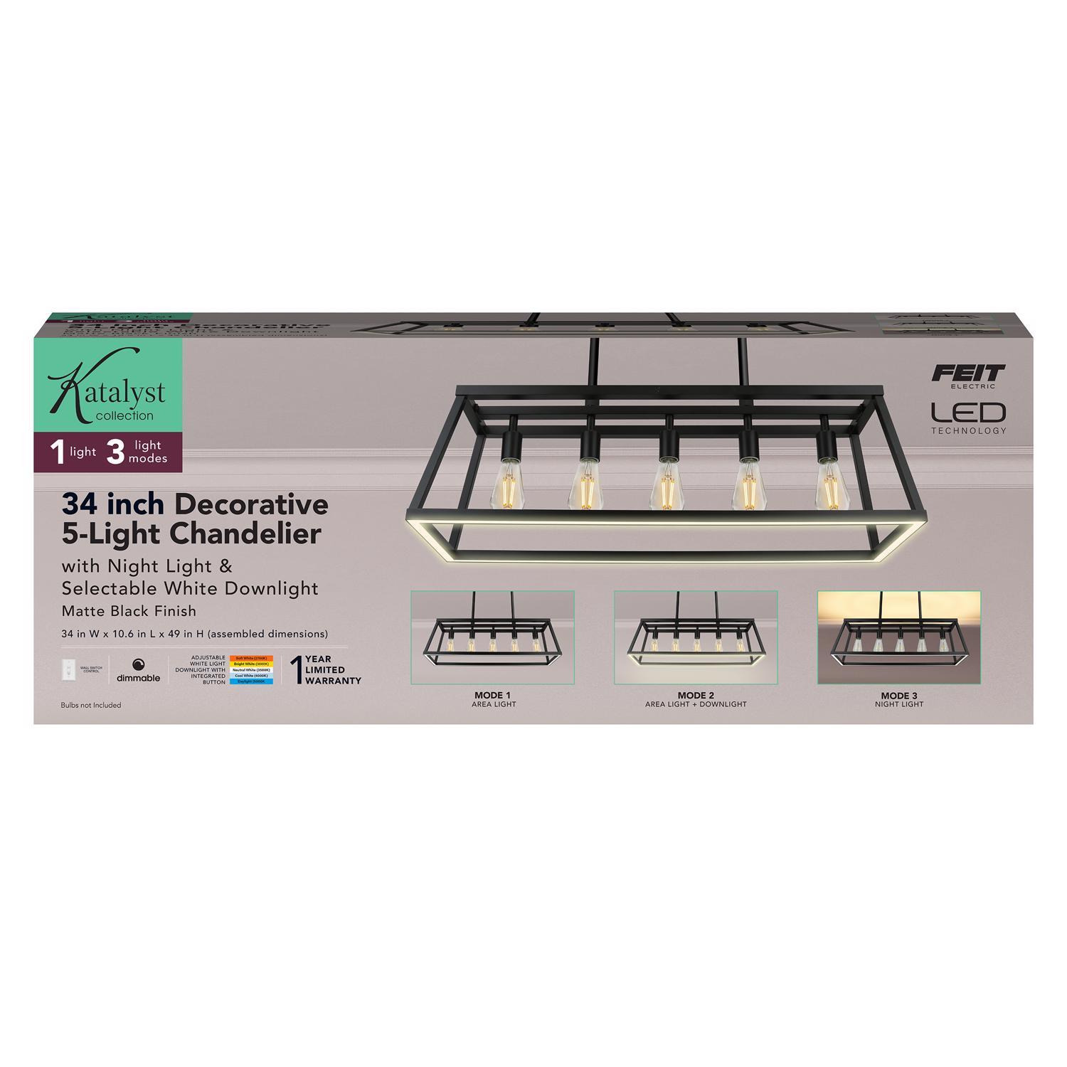 Feit Matte Black 5 lights Chandelier