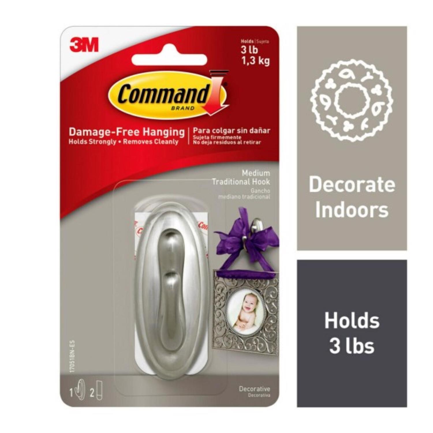 3M Command Medium Plastic Hook 3.125 in. L 1 pk