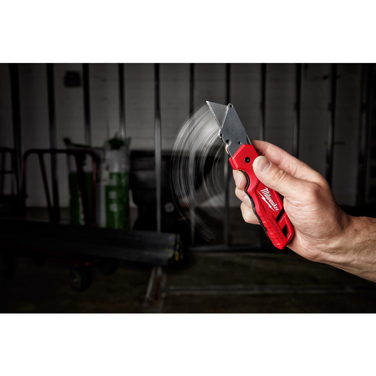 Milwaukee Fastback 6.87 in. Press and Flip Folding Utility Knife Set Red 2 pk