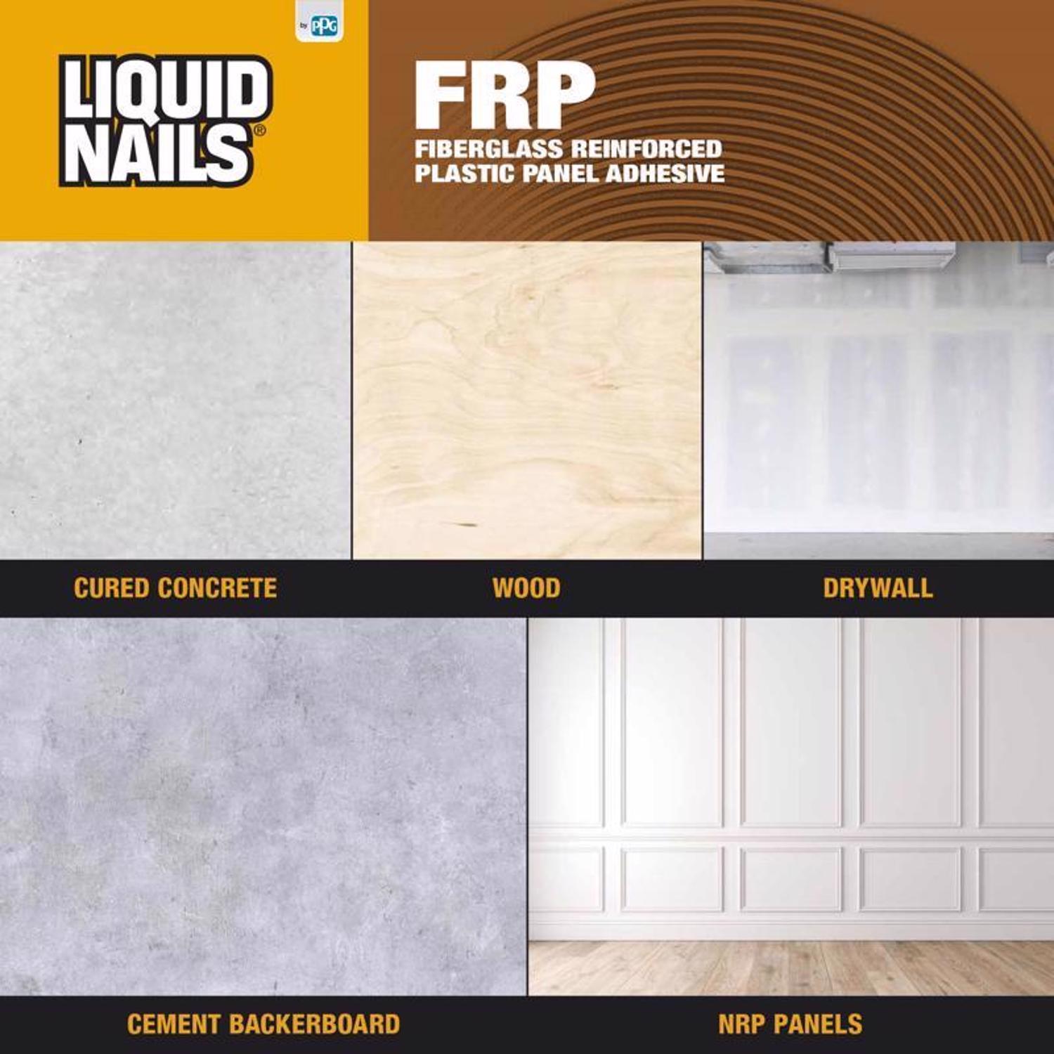 Liquid Nails FRP Fiberglass Reinforced Plastic Panel High Strength Acrylic Latex Off White Adhesive