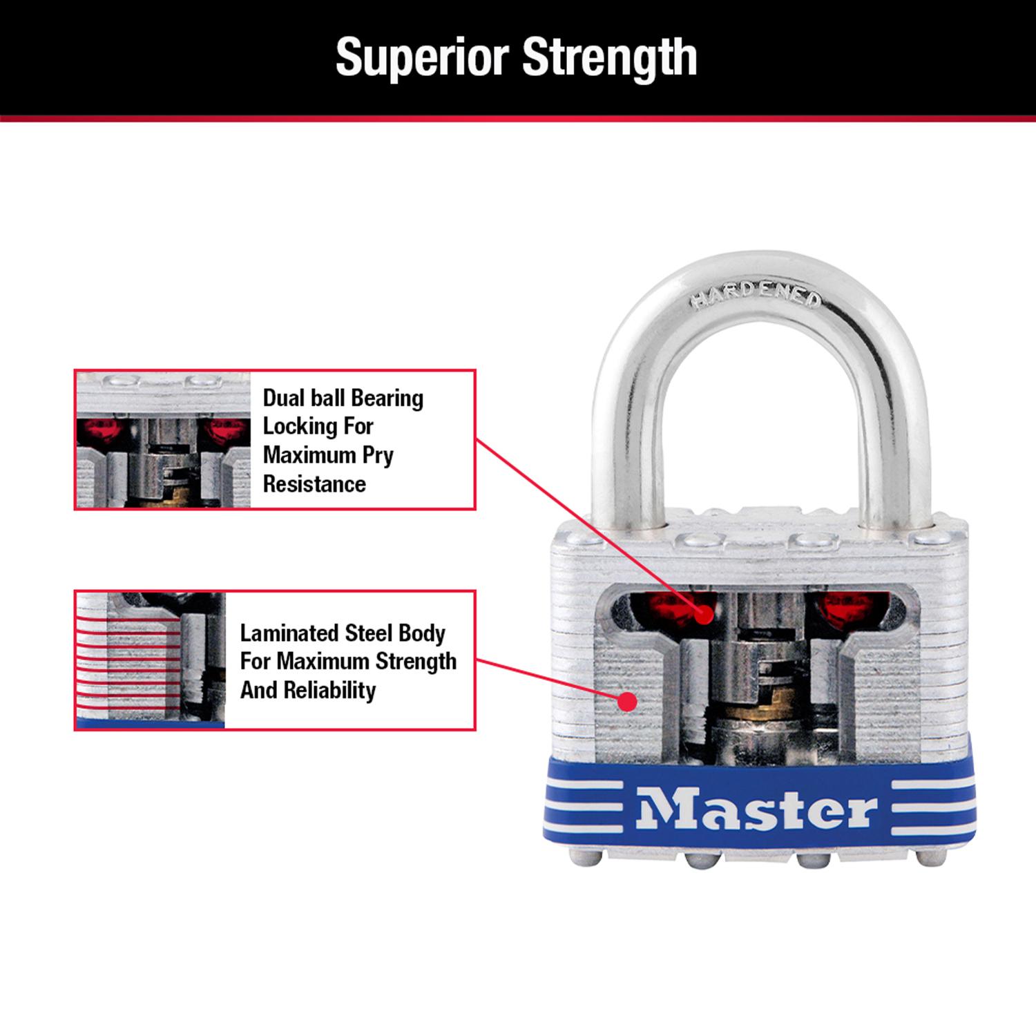 Master Lock 1-5/16 in. H X 1-9/16 in. W Laminated Steel Double Locking Exterior Padlock