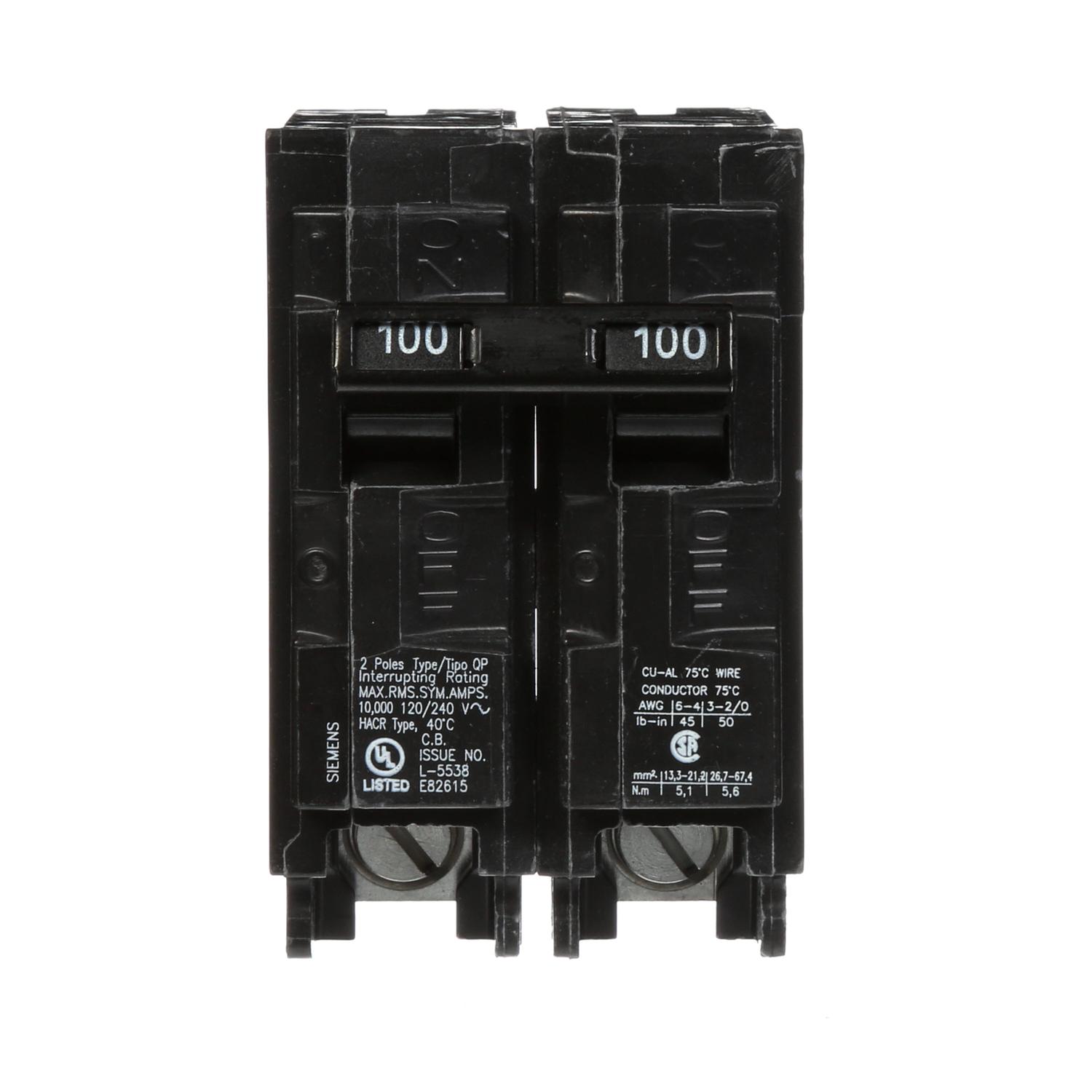 Siemens 100 amps Standard 2-Pole Circuit Breaker