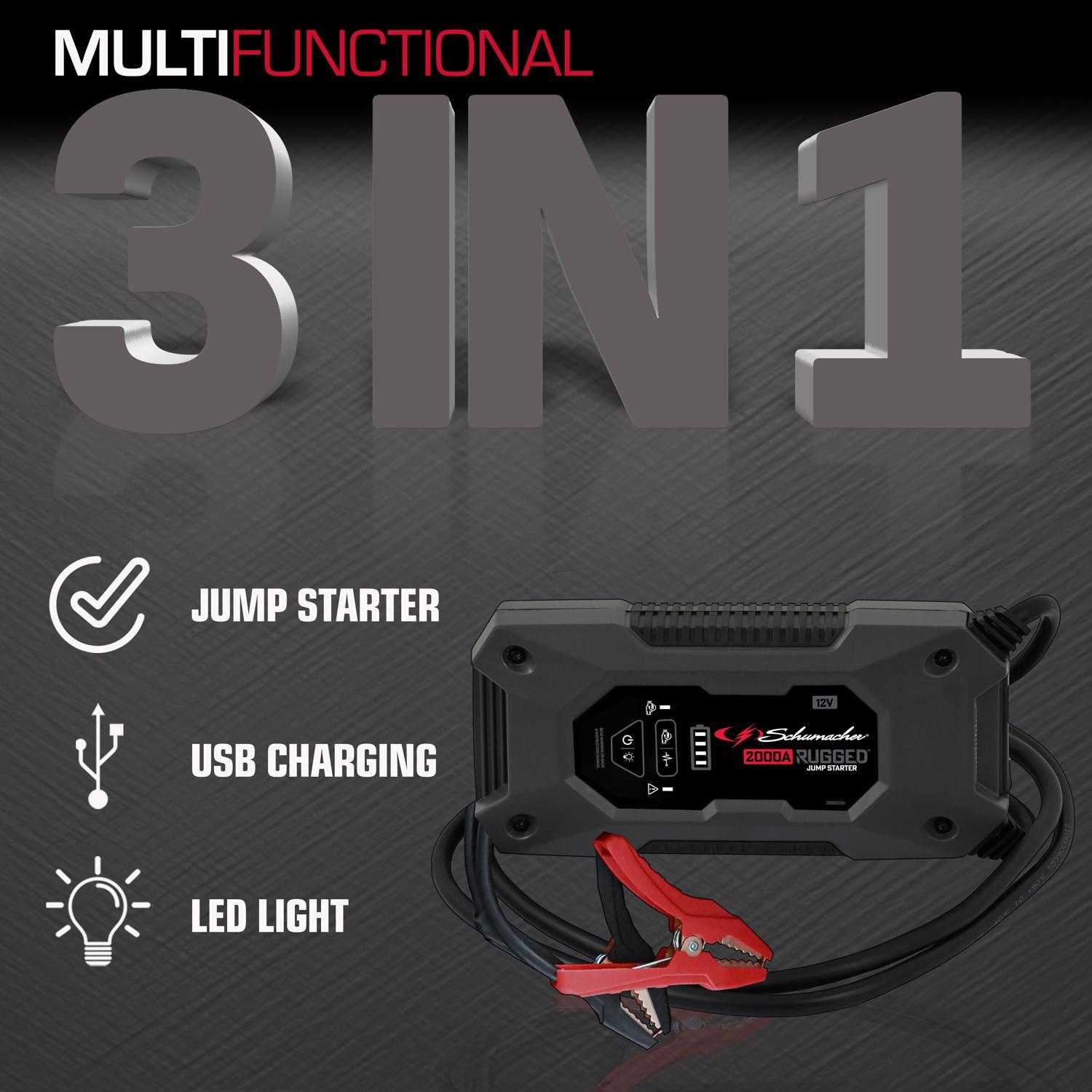 Schumacher Rugged By Schumacher Automatic 12 V 2000 amps Jump Starter and Power Bank