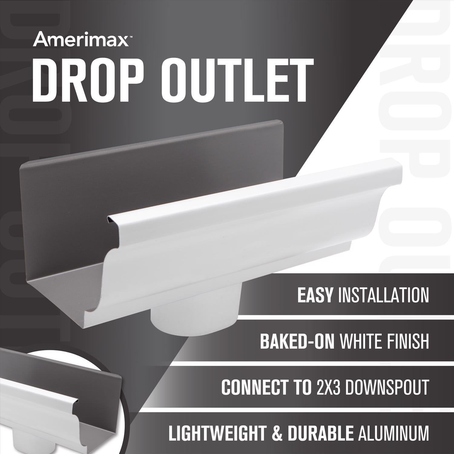 Amerimax 3.5 in. H X 5 in. W X 10 in. L White Aluminum K End w/Drop