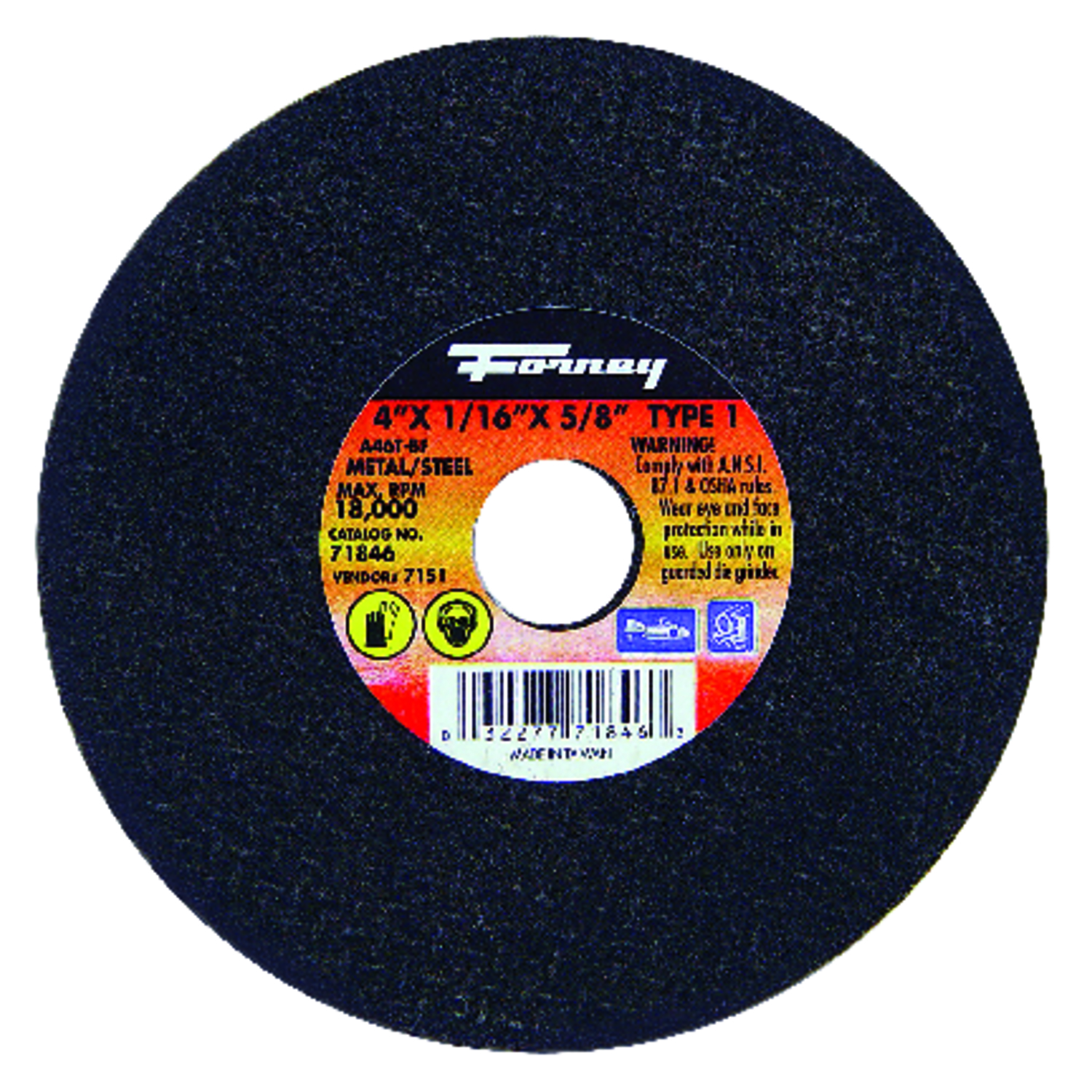 Forney 4 in. D X 5/8 in. Aluminum Oxide Metal Cut-Off Wheel 1 pc