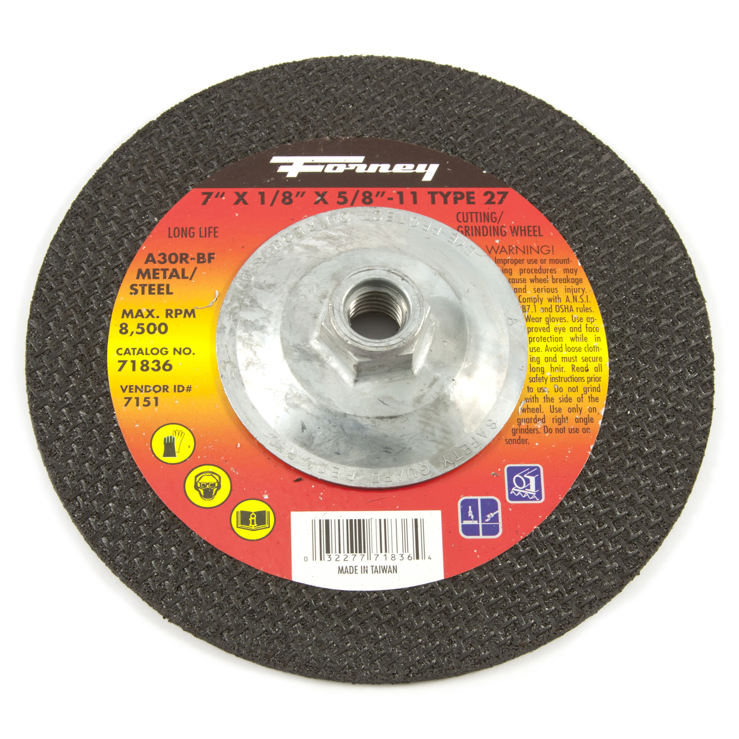 Forney 7 in. D Metal Grinding Wheel