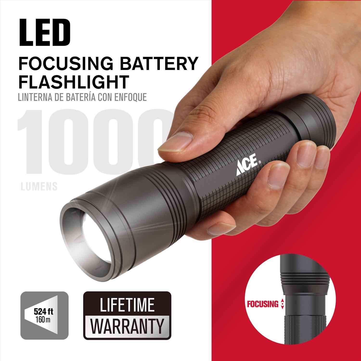 Ace Black LED Flashlight AA Battery