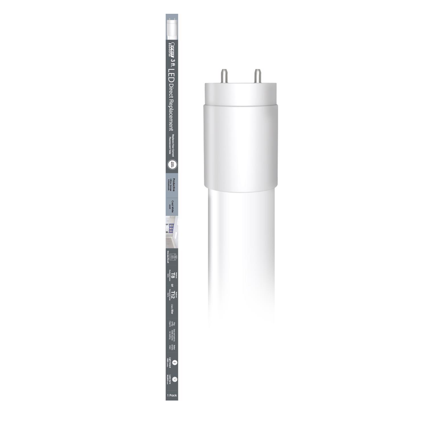 Feit Plug & Play T8 and T12 Cool White 35.7 in. G13 Linear LED Bulb 12 Watt Equivalence 1 pk