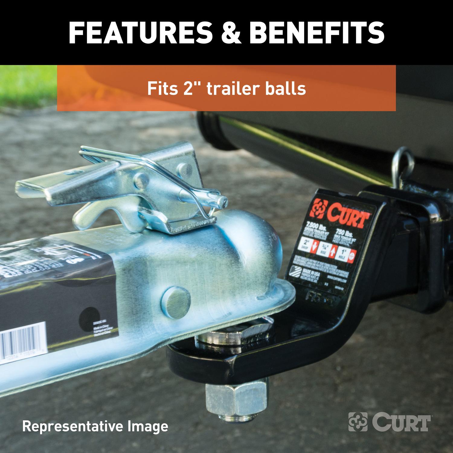CURT 3500 lb. cap. 2 in. Straight-Tongue Coupler