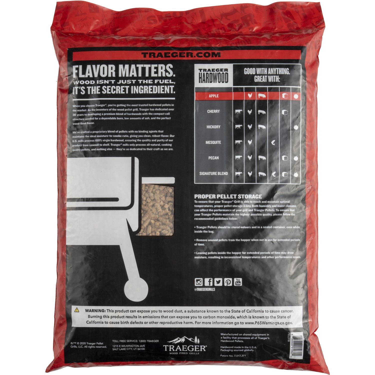 Traeger Premium All Natural Apple Hardwood Pellets 20 lb