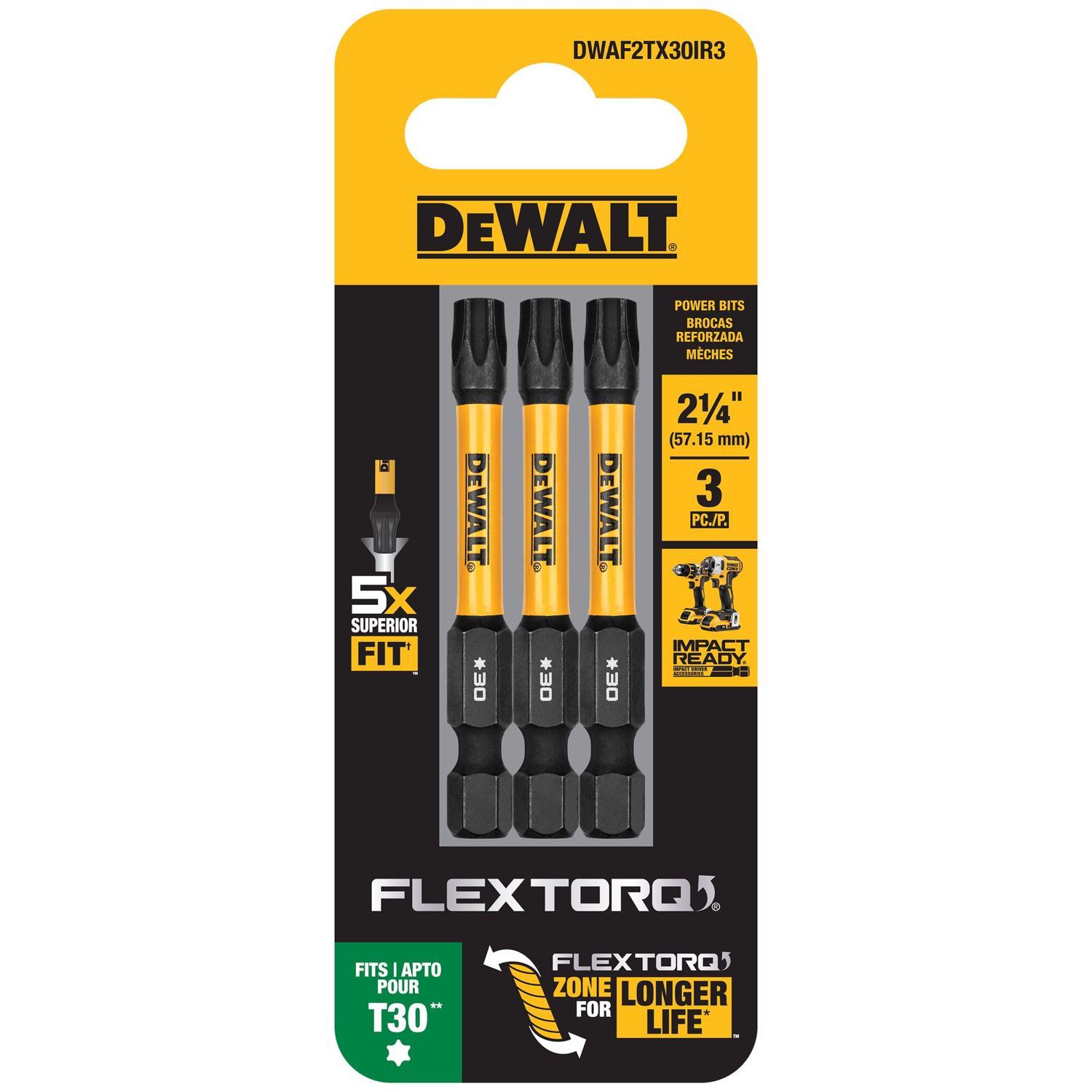 DEWALT FlexTorq Torx T30 X 2.25 in. L Drill and Driver Bit Set Steel 3 pc