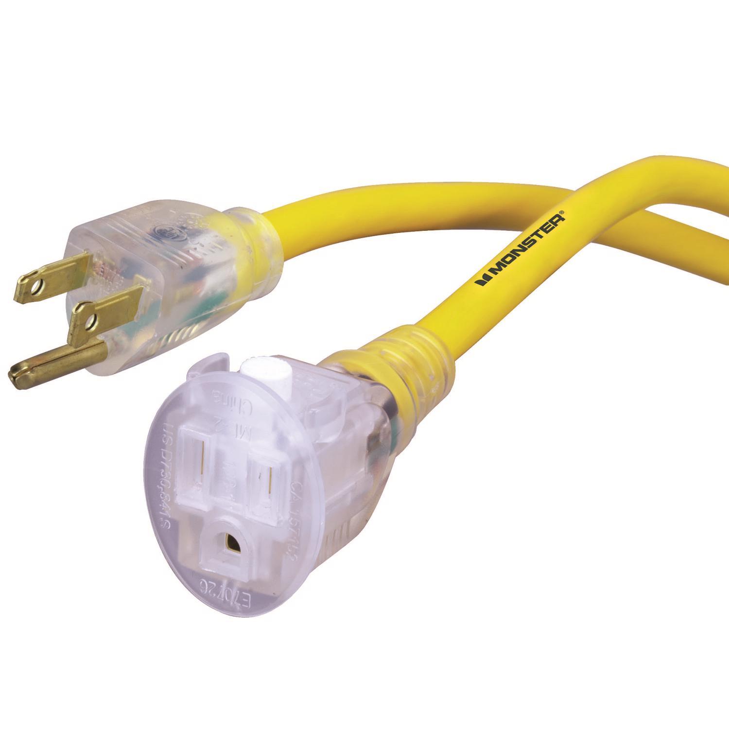 Monster Just Power It Up Outdoor 100 ft. L Yellow Extension Cord 14/3 SJTW