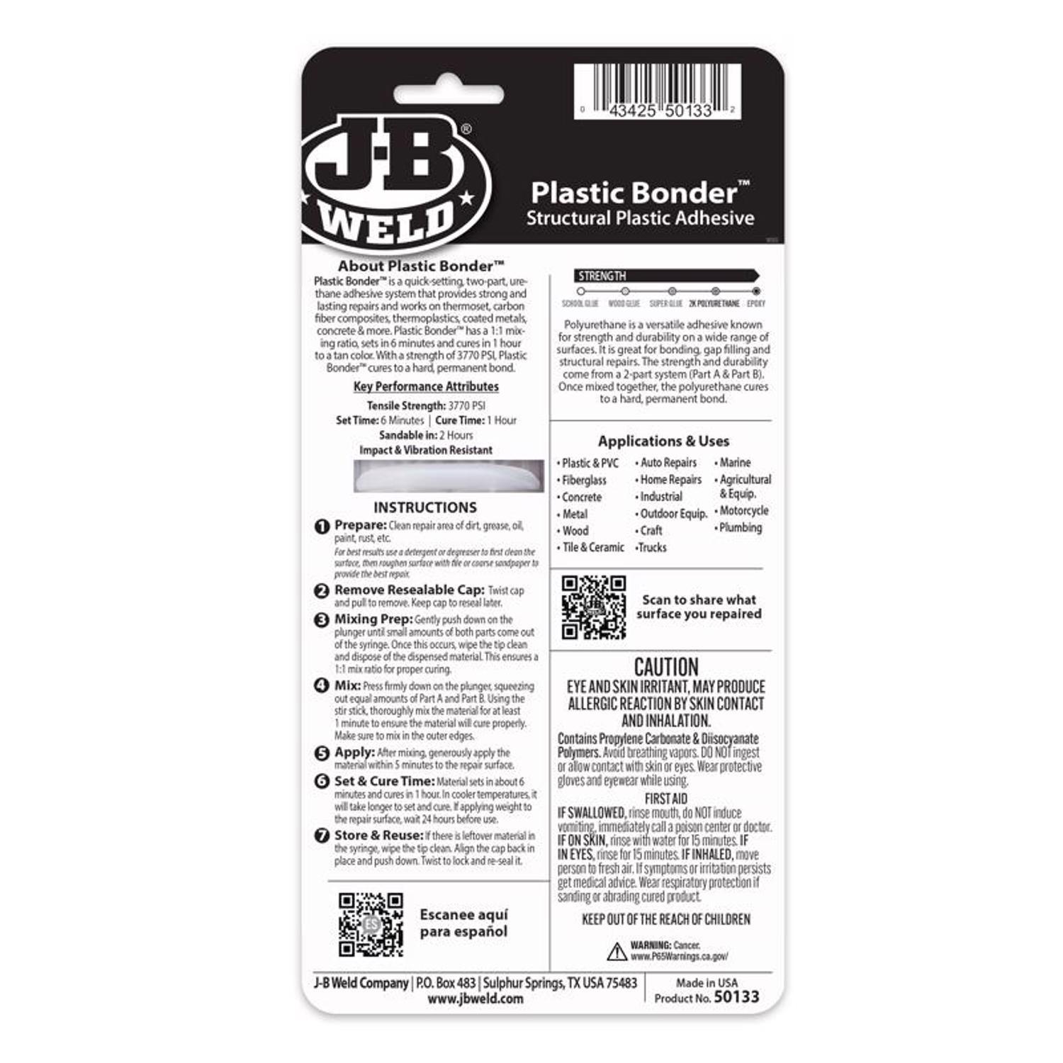 J-B Weld High Strength Plastic Bonder Liquid 0.85 oz