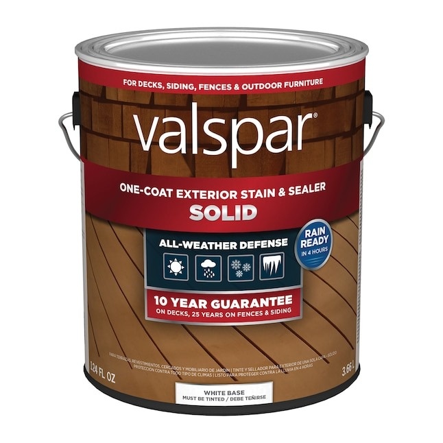 Valspar White Base Solid Exterior Wood Stain and Sealer in One ,1 Gallon