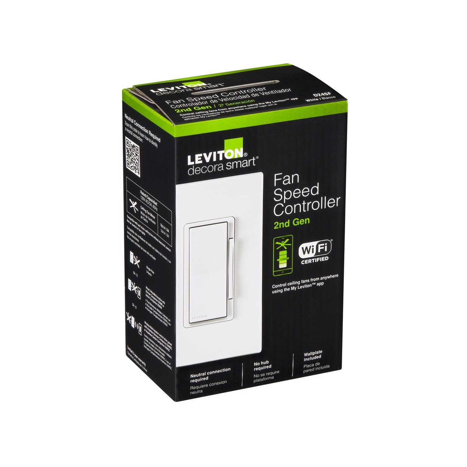 Leviton Decora Rocker Smart-Enabled Fan Control Switch White 1 pk