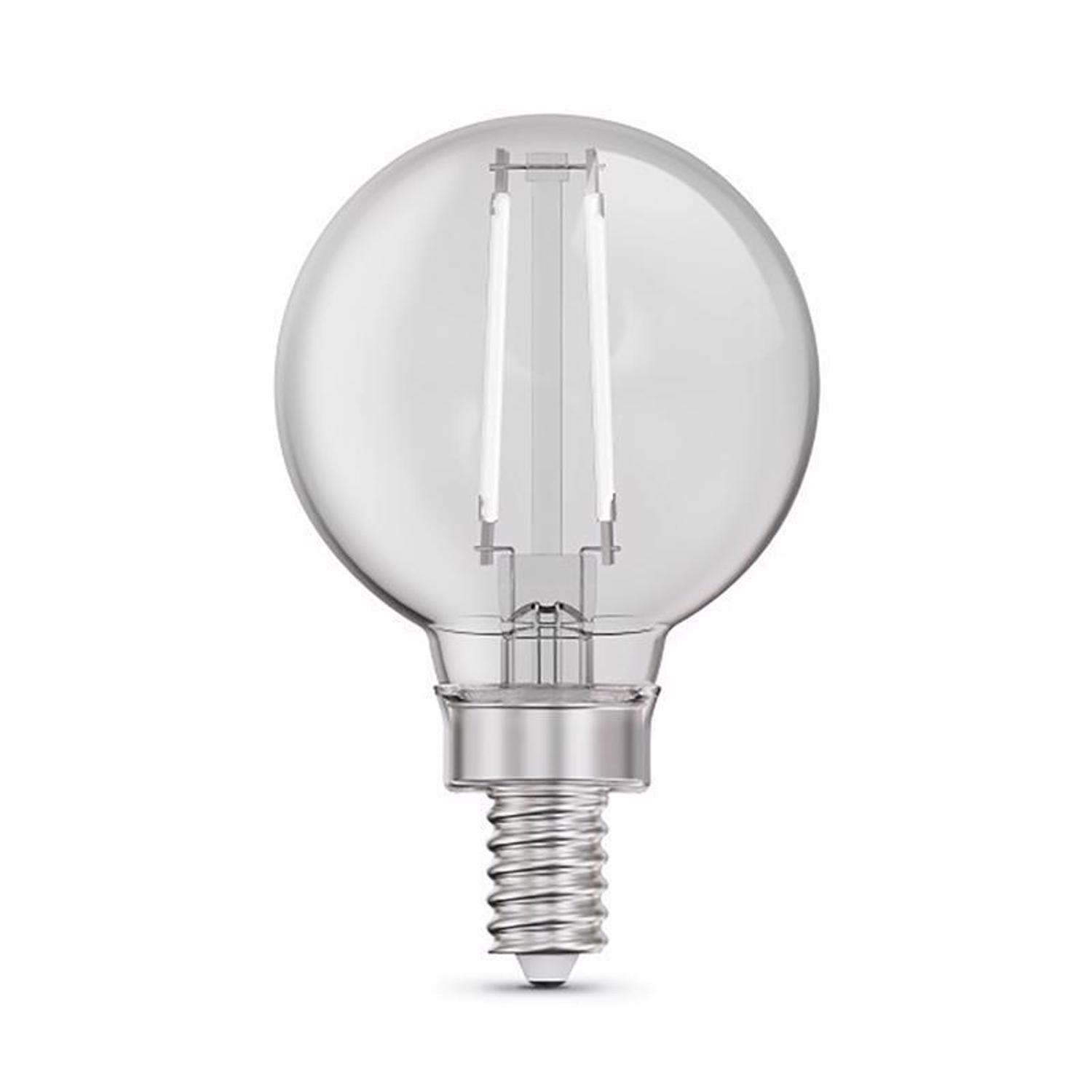 Feit White G16.5 E12 (Candelabra) Filament LED Bulb Soft White 40 Watt Equivalence 2 pk