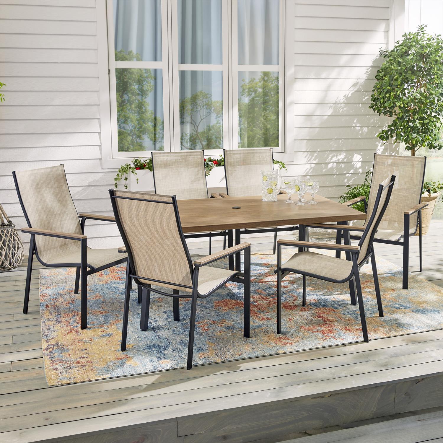 Living Accents Black Steel Frame Sling Chair Tan