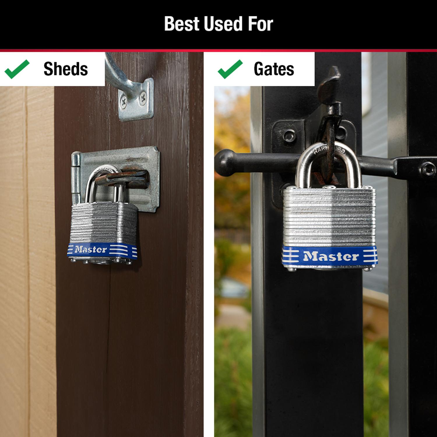 Master Lock 1-5/16 in. H X 1-9/16 in. W Laminated Steel Double Locking Exterior Padlock