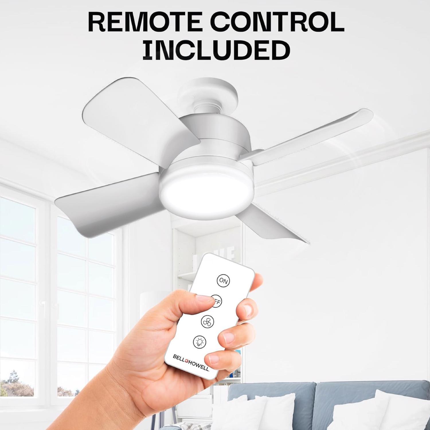 Bell & Howell 15 in. Matte White LED Indoor Socket Fanlight
