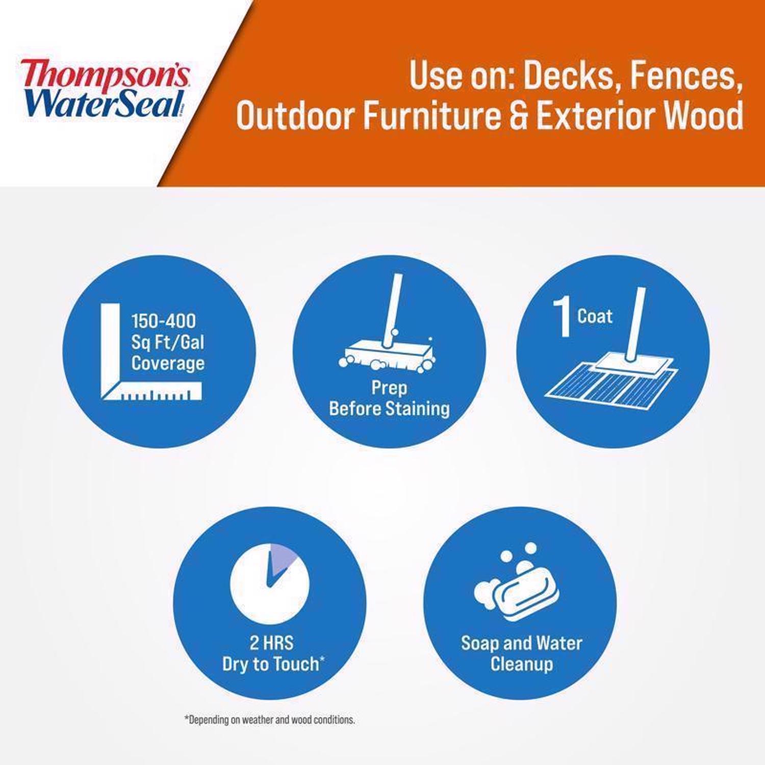 Thompson's WaterSeal Semi-Transparent Chestnut Brown Waterproofing Wood Stain and Sealer 1 gal